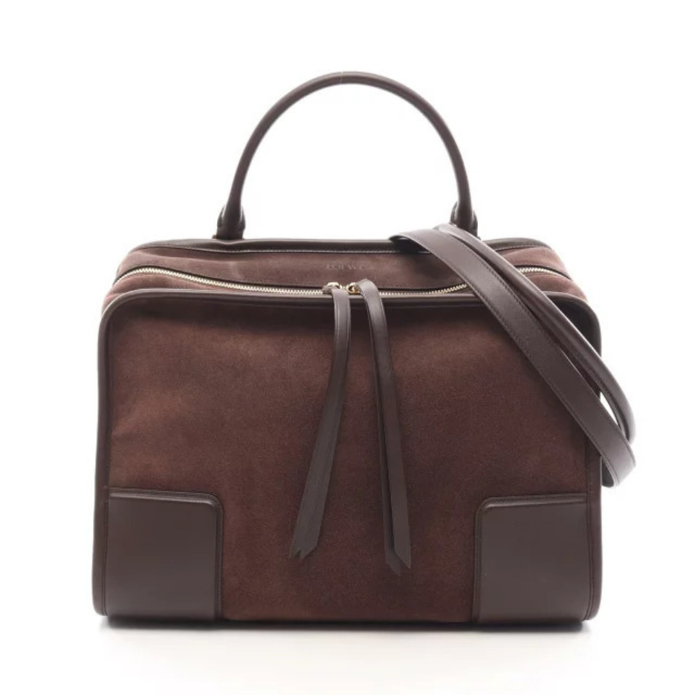 Loewe Amazona Handbag Suede Leather Brown